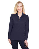 Devon & Jones CrownLux Performance Ladies' Plaited Long Sleeve Polo DG20LW NAVY Pocket