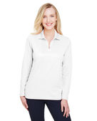Devon & Jones CrownLux Performance Ladies' Plaited Long Sleeve Polo DG20LW WHITE Pocket
