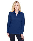 Devon & Jones CrownLux Performance Ladies' Plaited Long Sleeve Polo DG20LW TRUE ROYAL Pocket