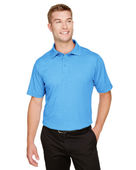 Devon & Jones CrownLux Performance Men's Address Melange Polo DG22 OCEAN BLUE HTHR Pocket