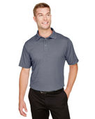 Devon & Jones CrownLux Performance Men's Address Melange Polo DG22 NAVY HEATHER Pocket