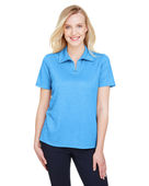 Devon & Jones CrownLux Performance Ladies' Address Melange Polo DG22W OCEAN BLUE HTHR Pocket