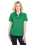 Devon & Jones CrownLux Performance Ladies' Address Melange Polo DG22W KELLY GREEN HTHR Pocket