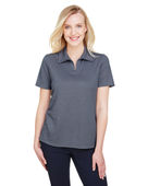 Devon & Jones CrownLux Performance Ladies' Address Melange Polo DG22W NAVY HEATHER Pocket