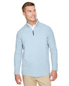 Devon & Jones CrownLux Performance Men's Clubhouse Micro-Stripe Quarter-Zip DG480 OCEAN BLUE Pocket