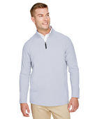 Devon & Jones CrownLux Performance Men's Clubhouse Micro-Stripe Quarter-Zip DG480 NAVY Pocket