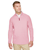 Devon & Jones CrownLux Performance Men's Clubhouse Micro-Stripe Quarter-Zip DG480 RED Pocket