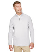 Devon & Jones CrownLux Performance Men's Clubhouse Micro-Stripe Quarter-Zip DG480 SILVER Pocket