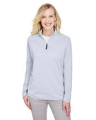 Devon & Jones CrownLux Performance Ladies' Clubhouse Micro-Stripe Quarter-Zip DG480W NAVY Pocket