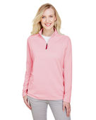 Devon & Jones CrownLux Performance Ladies' Clubhouse Micro-Stripe Quarter-Zip DG480W RED Pocket