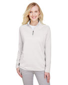 Devon & Jones CrownLux Performance Ladies' Clubhouse Micro-Stripe Quarter-Zip DG480W SILVER Pocket