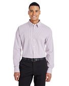 Devon & Jones CrownLux Performance Men's Micro Windowpane Shirt DG540 BURGUNDY/ WHITE Pocket