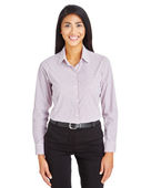 Devon & Jones CrownLux Performance Ladies' Micro Windowpane Shirt DG540W BURGUNDY/ WHITE Pocket