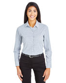 Devon & Jones CrownLux Performance Ladies' Micro Windowpane Shirt DG540W NAVY/ WHITE Pocket