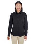 Devon & Jones Ladies' Perfect Fit Half-Placket Tunic Top DP610W BLACK Pocket