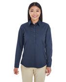 Devon & Jones Ladies' Perfect Fit Half-Placket Tunic Top DP610W NAVY Pocket