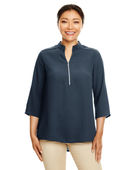 Devon & Jones Ladies' Perfect Fit 3/4-Sleeve Crepe Tunic DP611W NAVY Pocket