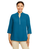 Devon & Jones Ladies' Perfect Fit 3/4-Sleeve Crepe Tunic DP611W DARK TEAL Pocket