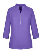 Devon & Jones Ladies' Perfect Fit 3/4-Sleeve Crepe Tunic DP611W GRAPE Pocket