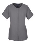 Devon & Jones Ladies' Perfect Fit Short-Sleeve Crepe Blouse DP612W GRAPHITE Pocket