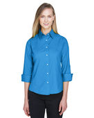 Devon & Jones Ladies' Perfect Fit 3/4-Sleeve Stretch Poplin Blouse DP625W FRENCH BLUE Pocket