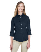 Devon & Jones Ladies' Perfect Fit 3/4-Sleeve Stretch Poplin Blouse DP625W NAVY Pocket