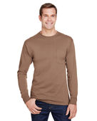 Hanes Adult Workwear Long-Sleeve Pocket T-Shirt W120 ARMY BROWN Pocket