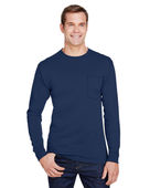 Hanes Adult Workwear Long-Sleeve Pocket T-Shirt W120 NAVY Pocket