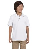 Harriton Youth 6 oz. Ringspun Cotton Pique Short-Sleeve Polo M200Y WHITE Pocket