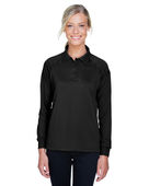 Harriton Ladies' Advantage Snag Protection Plus Long-Sleeve Tactical Polo M211LW BLACK Pocket