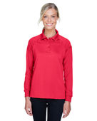 Harriton Ladies' Advantage Snag Protection Plus Long-Sleeve Tactical Polo M211LW RED Pocket