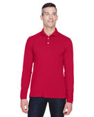 Harriton Men's 5.6 oz. Easy Blend Long-Sleeve Polo M265L RED Pocket
