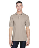 Harriton Men's 5.6 oz. Easy Blend Polo with Pocket M265P STONE Pocket