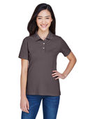 Harriton Ladies' 5.6 oz. Easy Blend Polo M265W ESPRESSO Pocket
