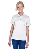 Harriton Ladies' Advantage Snag Protection Plus IL Snap Placket Polo M345W WHITE Pocket