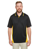 Harriton Men's Tall Flash Snag Protection Plus IL Colorblock Polo M386T BLACK/ SNRY YLLW Pocket