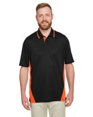Harriton Men's Tall Flash Snag Protection Plus IL Colorblock Polo M386T BLACK/ TM ORANGE Pocket