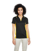 Harriton Ladies' Flash Snag Protection Plus IL Colorblock Polo M386W BLACK/ SNRY YLLW Pocket