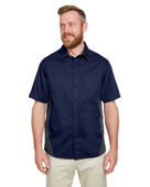 Harriton Men's Tall Flash IL Colorblock Short Sleeve Shirt M586T DK NAVY/ DK CHRC Pocket