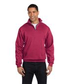 Jerzees Adult 8 oz. NuBlend Quarter-Zip Cadet Collar Sweatshirt 995M VINTAGE HTHR RED Pocket