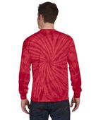 Colortone Tie-Dye Adult 5.4 oz. 100% Cotton Long-Sleeve T-Shirt CD2000 SPIDER RED Back
