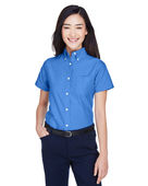 Ultraclub Ladies' Classic Wrinkle-Resistant Short-Sleeve Oxford 8973 FRENCH BLUE Pocket
