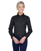 Ultraclub Ladies' Whisper Twill 8976 BLACK Pocket
