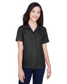 Ultraclub Ladies' Cabana Breeze Camp Shirt 8981 BLACK Pocket