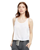 Us Blanks Ladies' Sheer Cropped Racer Tank US510 WHITE Pocket