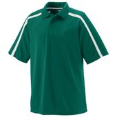 Adult Wicking, 3-Button Polo Shirt DARK GREEN/WHITE Pocket