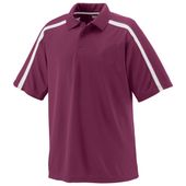 Adult Wicking, 3-Button Polo Shirt MAROON/WHITE Pocket