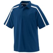 Adult Wicking, 3-Button Polo Shirt NAVY/WHITE Pocket