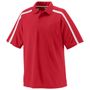 Adult Wicking, 3-Button Polo Shirt RED/WHITE Pocket