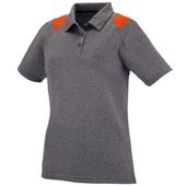 Womens 3-Button, Graphite Heather w/contrasting Shoulder Inserts Polo Shirt GRAPHITE HEATHER/ORANGE Pocket
